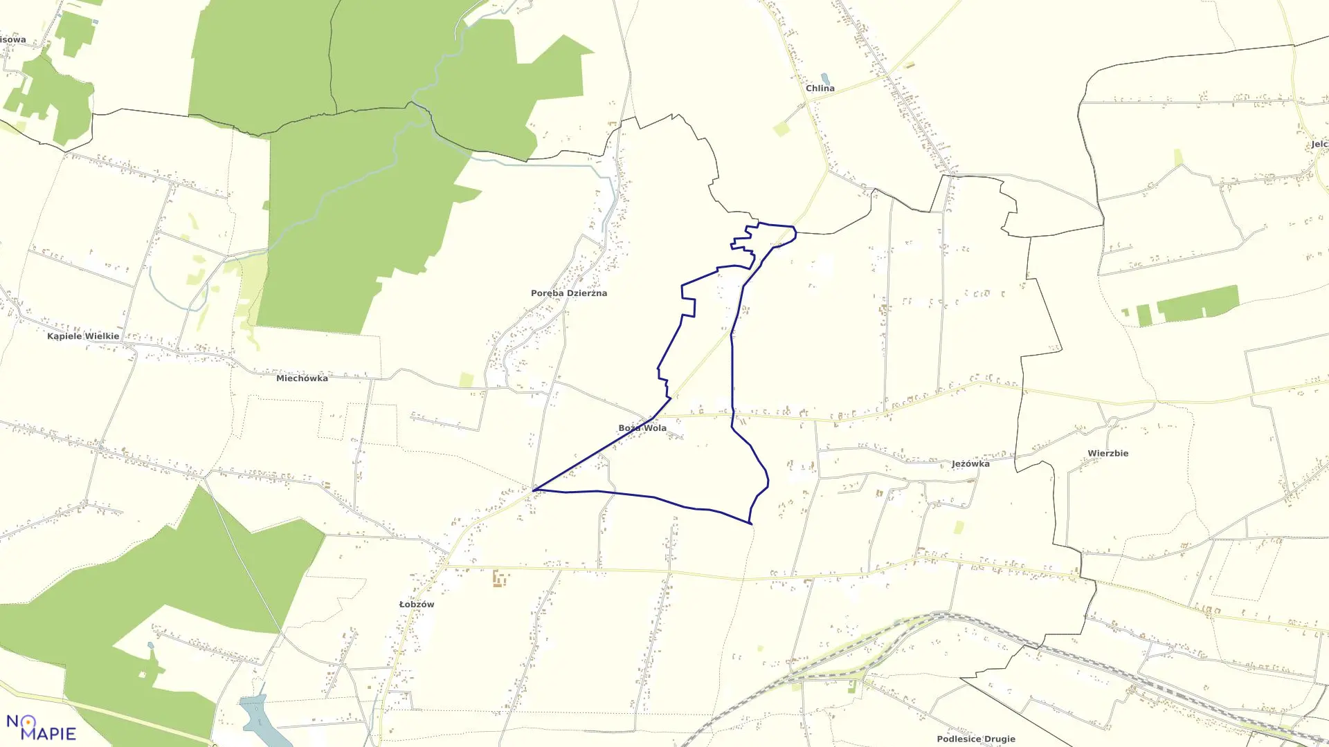 Mapa obrębu Boża Wola w gminie Wolbrom