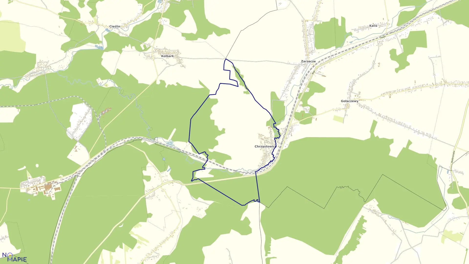 Mapa obrębu Chrząstowice w gminie Wolbrom