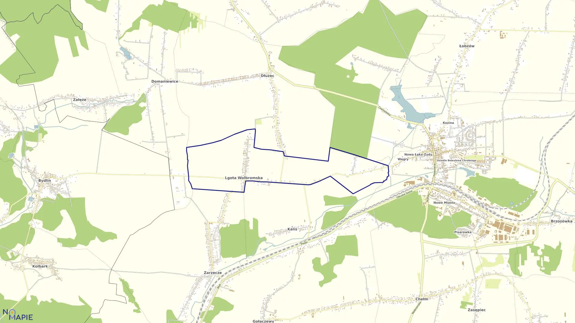 Mapa obrębu Lgota Wolbromska w gminie Wolbrom