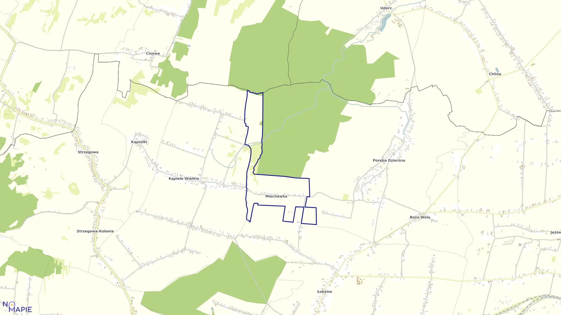 Mapa obrębu Miechówka w gminie Wolbrom