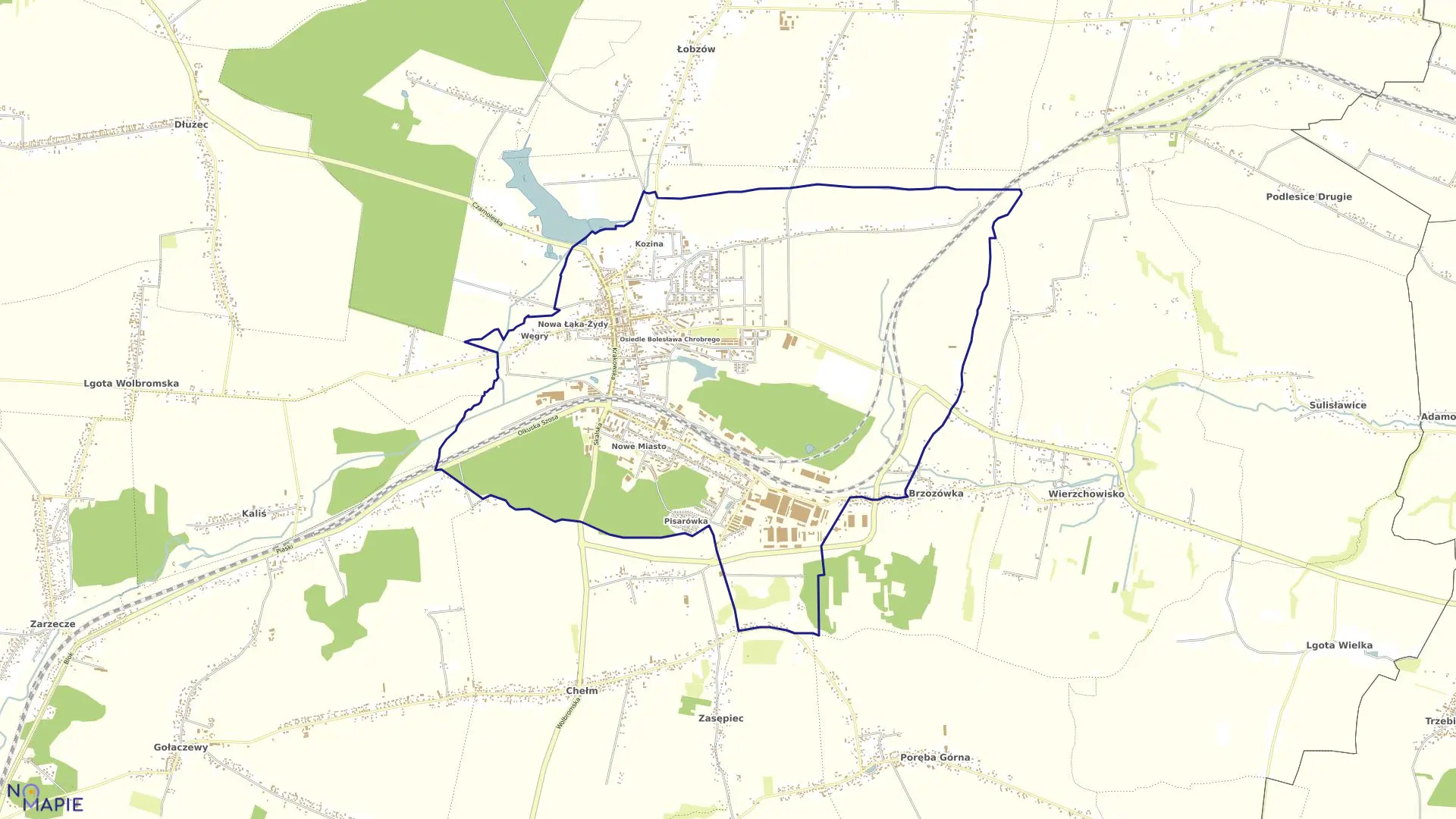 Mapa obrębu Wolbrom w gminie Wolbrom